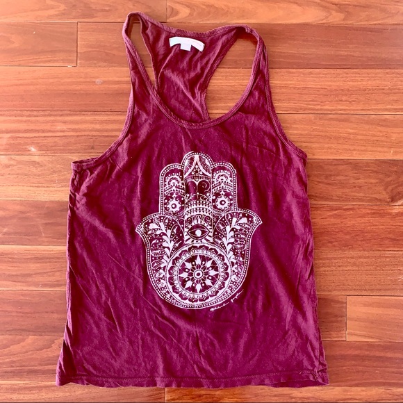 Spiritual Gangster hamsa tank in maroon - Picture 3 of 3